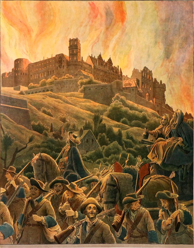 Maurice Leloir - Le Roy soleil-Incendie du château d'Heidelberg