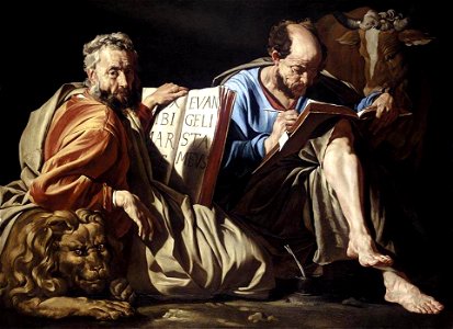 Matthias Stom - The Evangelists St Mark and St Luke - WGA21808. Free illustration for personal and commercial use.