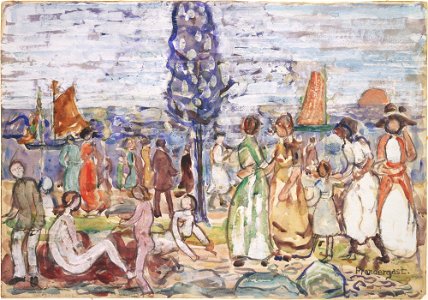 Maurice Prendergast - Beach with Blue Tree - Google Art Project