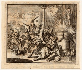 Matthias doodt een offerende Jood voor een altaar, objectnr A 47852