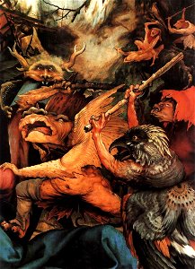 Matthias Grünewald - The Temptation of St Anthony (detail) - WGA10768. Free illustration for personal and commercial use.