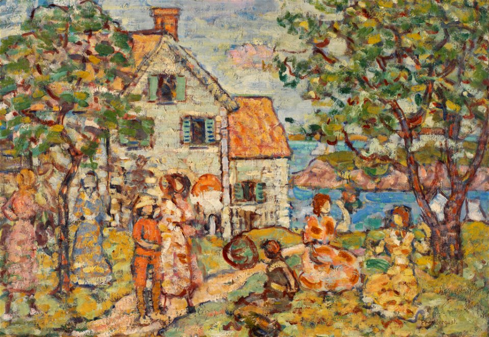 Maurice Brazil Prendergast - Beach and Two Houses - BF557 - Barnes Foundation
