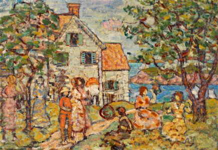 Maurice Brazil Prendergast - Beach and Two Houses - BF557 - Barnes Foundation