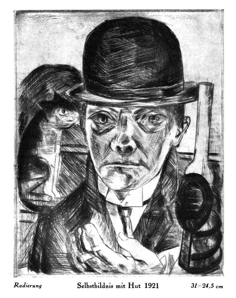 Max Beckmann - Selbstbildnis mit Hut,1921