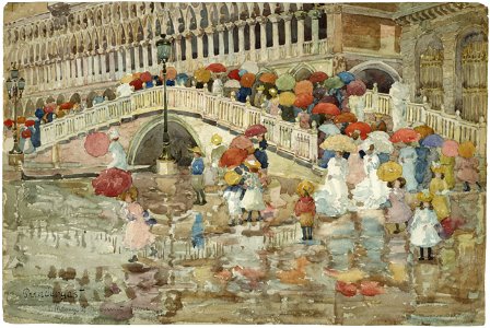 Maurice Brazil Prendergast - Umbrellas in the Rain - Google Art Project. Free illustration for personal and commercial use.