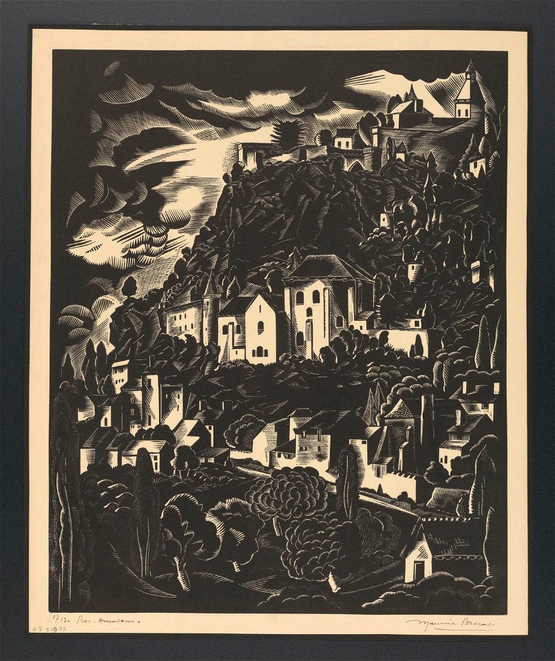 Maurice Brocas - Vue de Roc-Amadour - Graphic work - Royal Library of Belgium - S.V 91933
