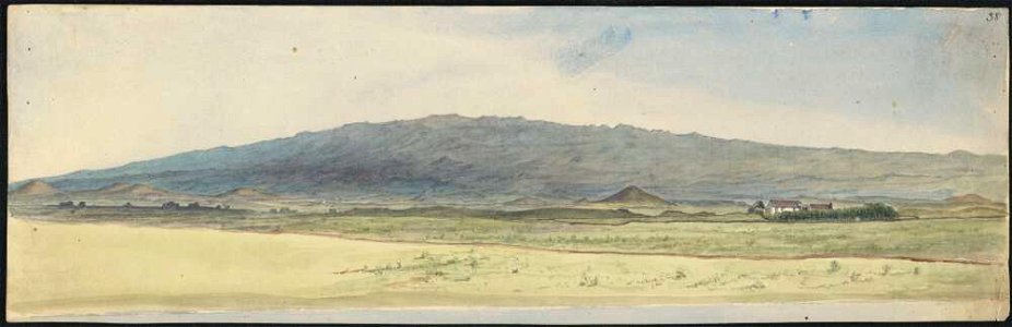 Mauna Kea from Waimea, 1855, watercolour by James Gay Sawkins