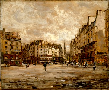 Maurice Emmanuel Lansyer - La Place Maubert, en 1888 - P201 - Musée Carnavalet