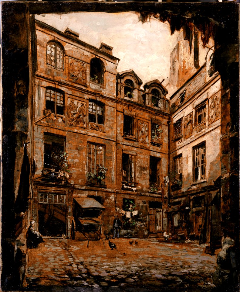 Maurice Emmanuel Lansyer - La Cour de l'hôtel dit Colbert, rue de l'Hôtel Colbert - P200 - Musée Carnavalet