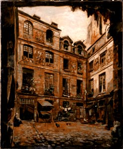 Maurice Emmanuel Lansyer - La Cour de l'hôtel dit Colbert, rue de l'Hôtel Colbert - P200 - Musée Carnavalet