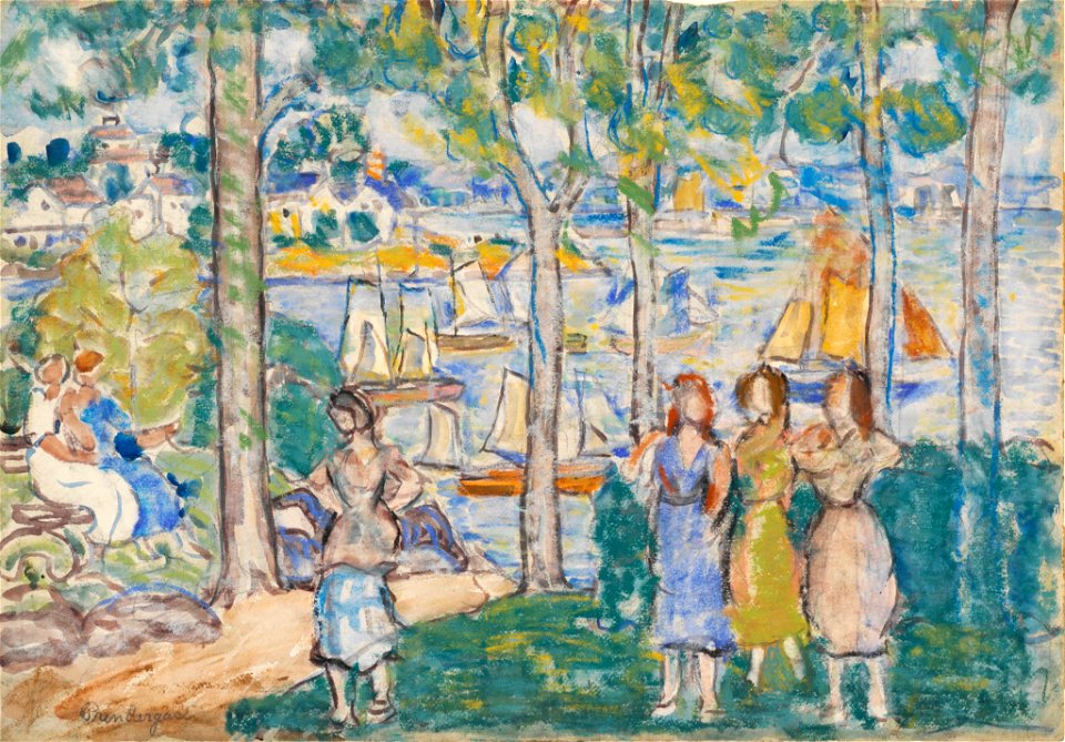 Maurice Brazil Prendergast - Trees, Houses, People - BF2080 - Barnes Foundation