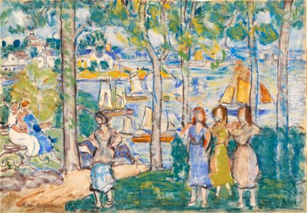 Maurice Brazil Prendergast - Trees, Houses, People - BF2080 - Barnes Foundation
