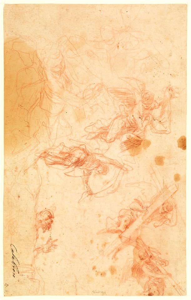 Mattia Preti - Angels Carrying the Holy Cross and Shroud. - Google Art Project