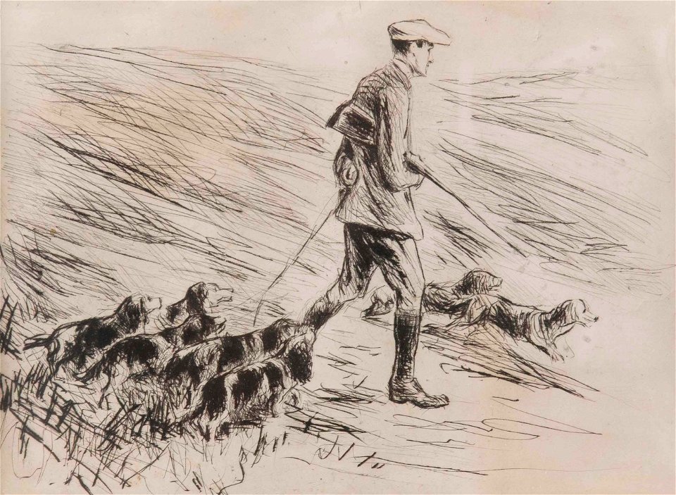 Max Liebermann Jäger mit Hunden