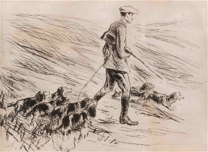 Max Liebermann Jäger mit Hunden