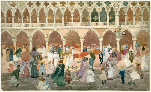 Maurice Brazil Prendergast - Sunlight on the Piazzetta - Google Art Project. Free illustration for personal and commercial use.