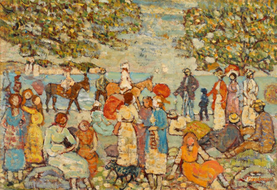 Maurice Brazil Prendergast - Beach Scene with Donkeys (or Mules) - BF116 - Barnes Foundation