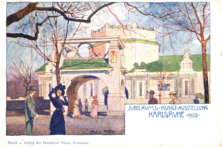 Max Frey - Postkarte Karlsruher Jubilaumsausstellung 1902