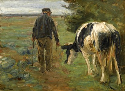 Max Liebermann - Bauer mit Kuh