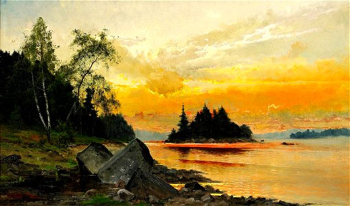 Mauritz Lindström- Aftonrodnad over insjolandskap