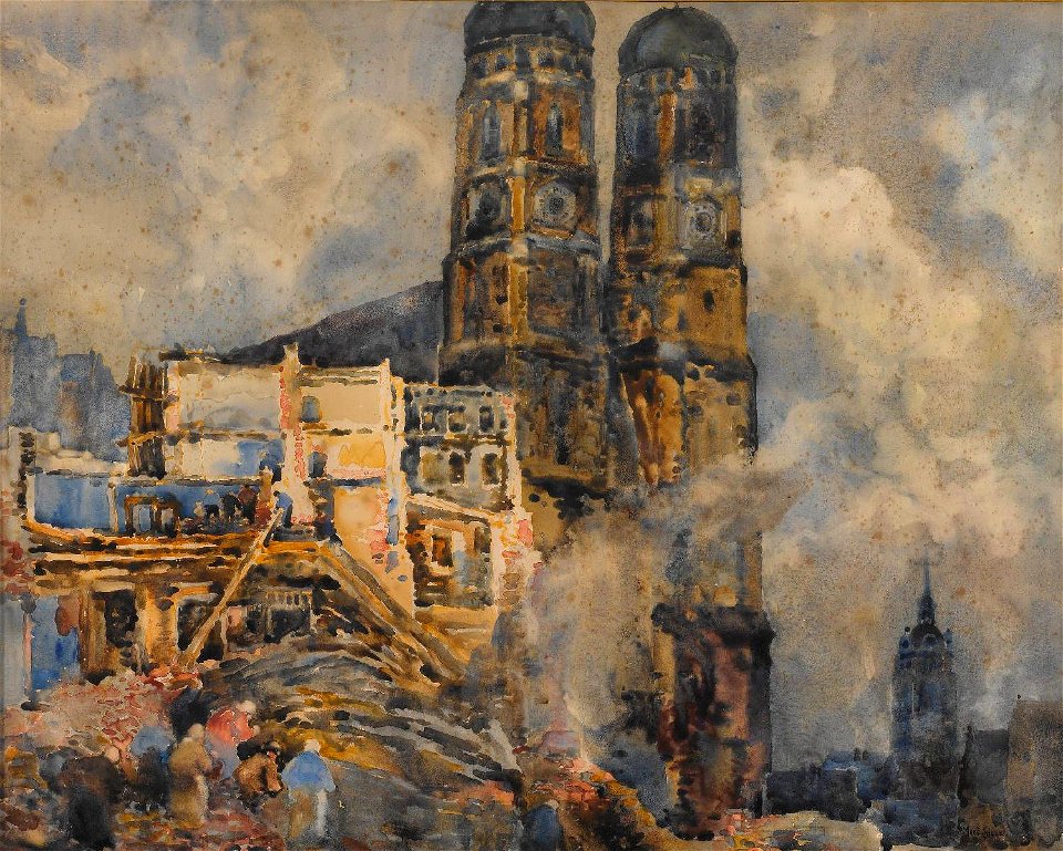 Max Eduard Giese Der Abbruch des Augustinerstocks in München