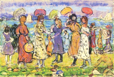Maurice Prendergast (1858-1924) - Sunny Day at the Beach (Unknown). Free illustration for personal and commercial use.