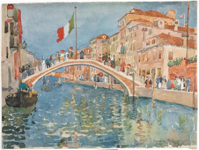 Maurice Prendergast (American, 1858-1924) - A Bridge in Venice - 1960.164 - Cleveland Museum of Art. Free illustration for personal and commercial use.