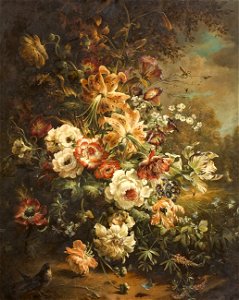 Max Fuhrmann Blumenstillleben mit Vogel