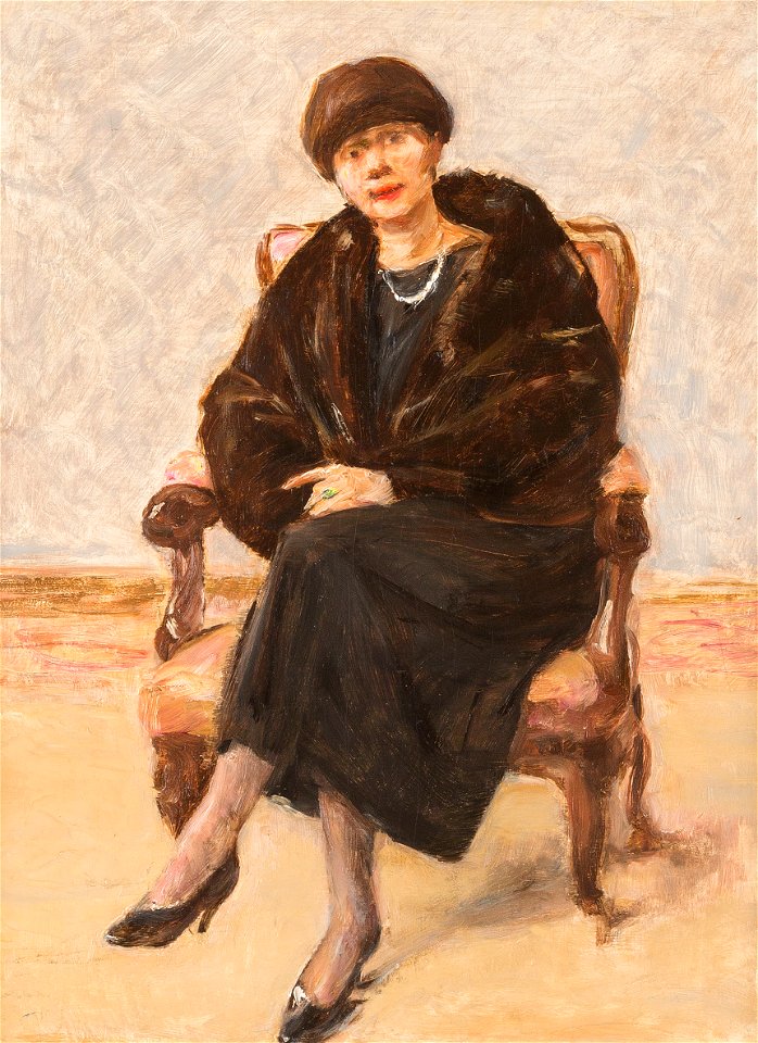 Max Liebermann - Bildnis Lola Leder im Pelzmantel, sitzend (1922)
