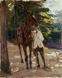Max Liebermann - Reitknecht mit Pferd