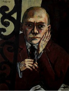 Max Beckmann - Selbstbildnis an der Bar, 1942. Free illustration for personal and commercial use.
