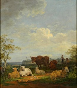 Max Josef Wagenbauer Rastende Hirten in bayerischer Sommerlandschaft