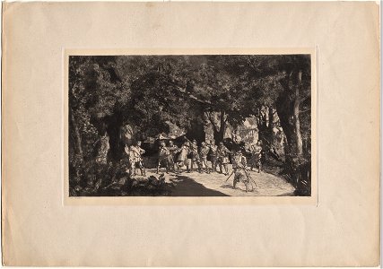 Max Klinger (German, 1857-1920) - Intermezzos, Opus IV, Pl. 9, Simplicius among the Soldiers (Intermezzi, Opus IV, Bl. 9, Simplicius under den soldaten) - 2015.117 - Cleveland Museum of Art