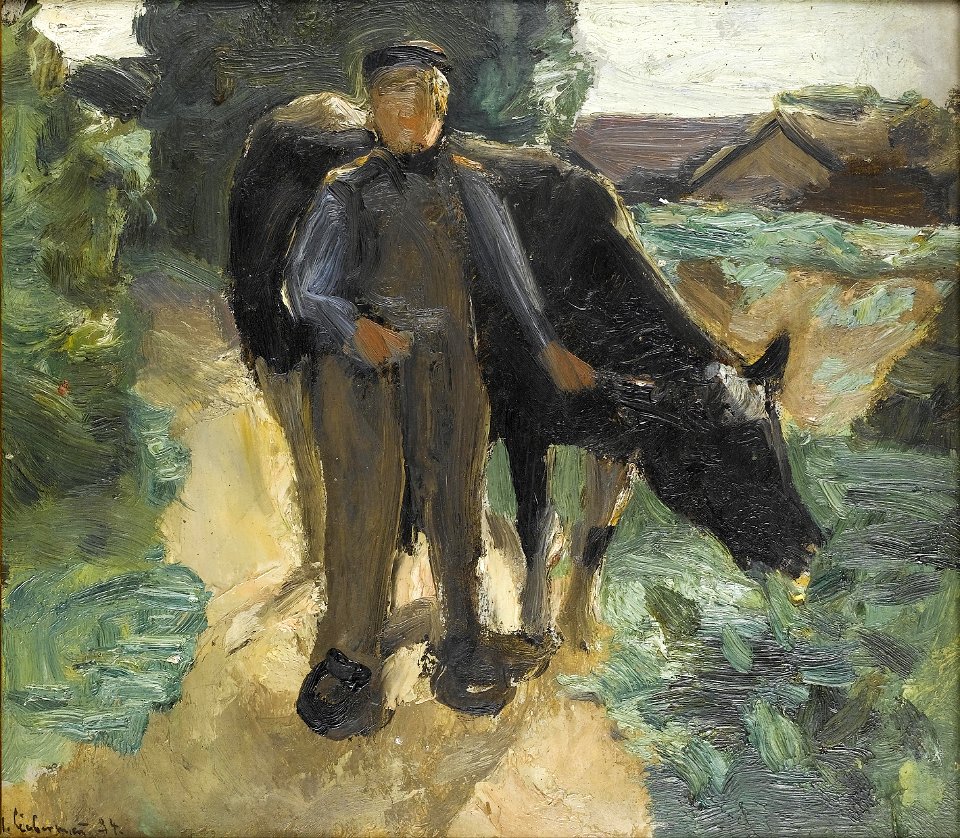 Max Liebermann - Ein Bauer mit seiner Kuh