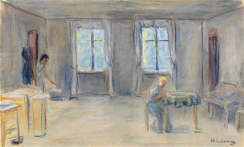 Max Liebermann - Gastzimmer--Dekorentwurf zum IV. Akt von Gerhart Hauptmanns Drama Gabriel Schillings Flucht