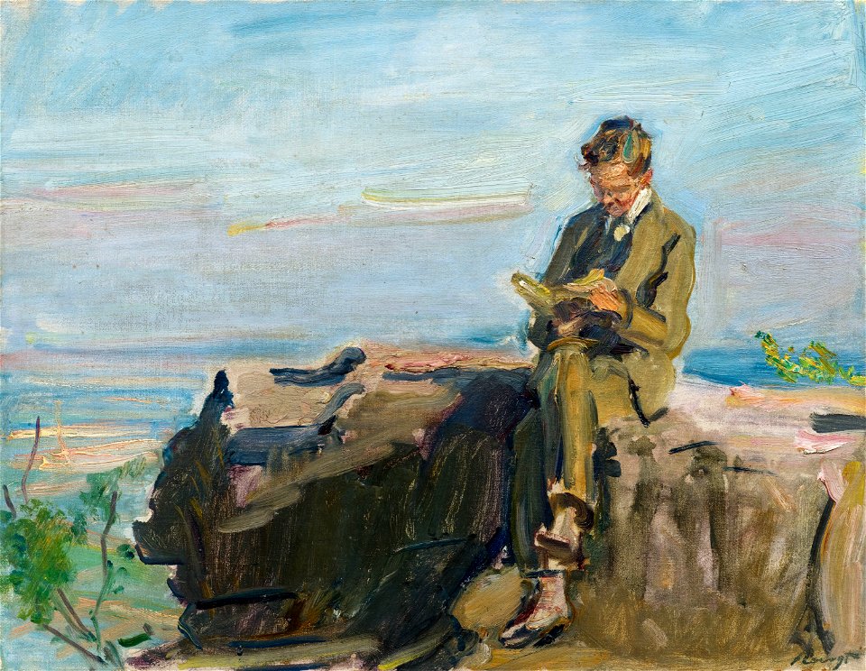 Max Slevogt - Lehrer Pullmann auf dem Felsen von Neukastel