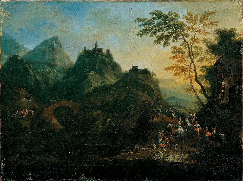 Maximilian Joseph Schinnagl - Ideale Berglandschaft mit Brücke - 5594 - Österreichische Galerie Belvedere