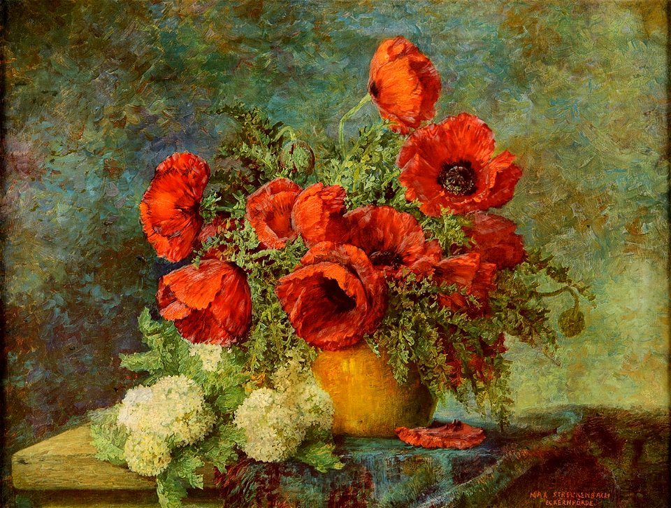 Max Streckenbach Klatschmohn und Chrysanthemen
