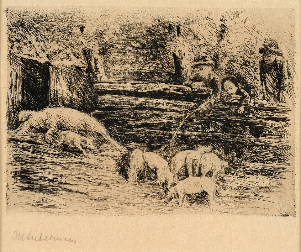 Max Liebermann Schweinestall Radierung