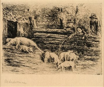 Max Liebermann Schweinestall Radierung