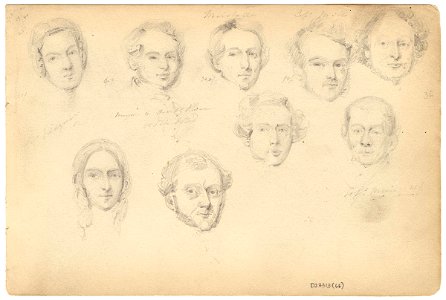 Mrs Ridgway; Morgan; Marshall; Captain Mill and five unknown sitters by William Egley