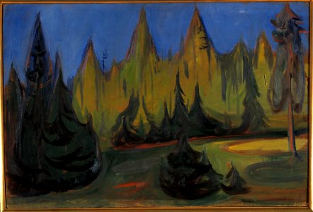 Edvard Munch - Dark Spruce Forest - MM.M.00626 - Munch Museum. Free illustration for personal and commercial use.