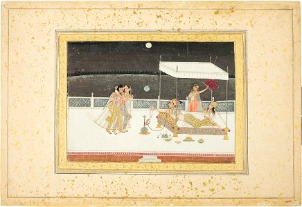 Mughal - Seduction Scene on a Terrace by Moonlight - 1983.634 - Art Institute of Chicago