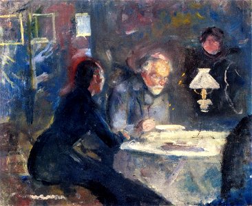 Edvard Munch - At Supper. Free illustration for personal and commercial use.