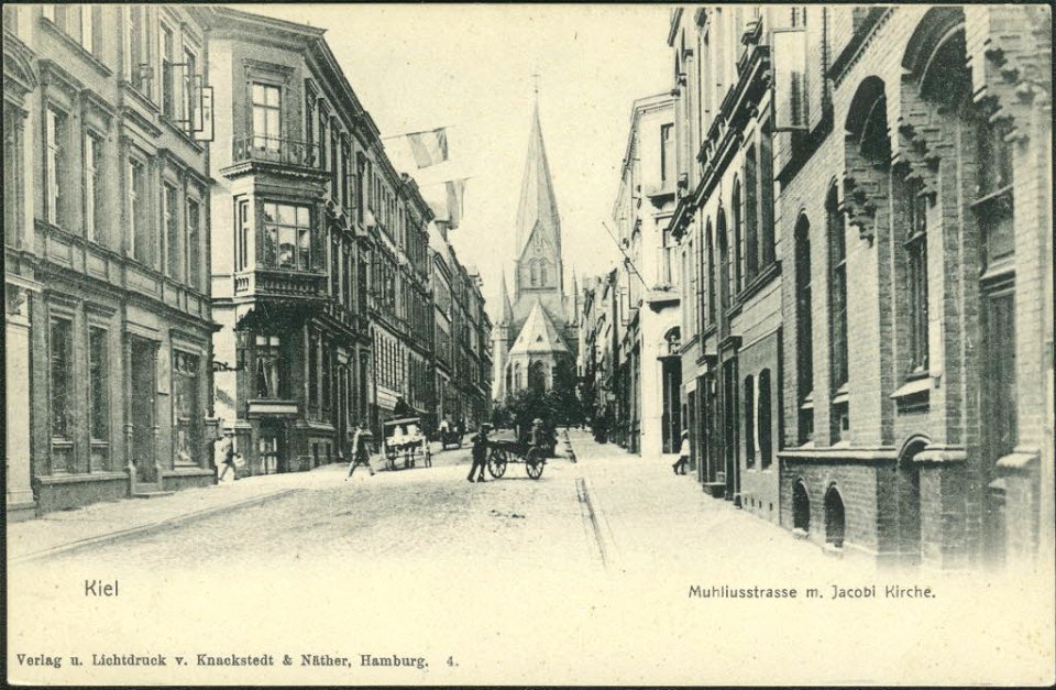 Muhliusstraße mit Jakobikirche (Kiel 27.330)