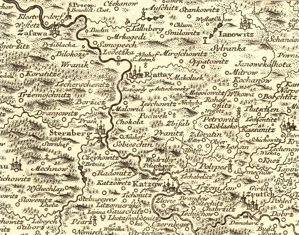 Mullerova mapa Cech 13 Rattay-Katzow