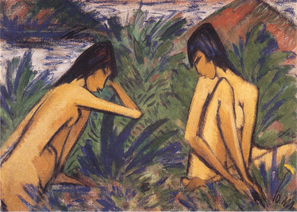Otto Mueller - Zwei badende Mädchen - 1921