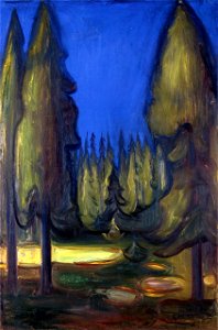Edvard Munch - Dark Spruce Forest. Free illustration for personal and commercial use.