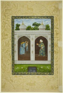 Mughal - Album Page with Two Sheikhs and Calligraphic Specimens - 1919.947 - Art Institute of Chicago