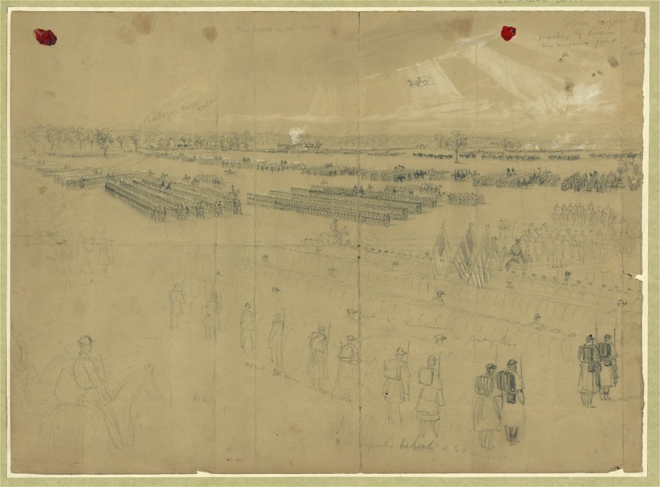 McClellan reviewing his troops near Baileys Cross Roads LCCN2004660489